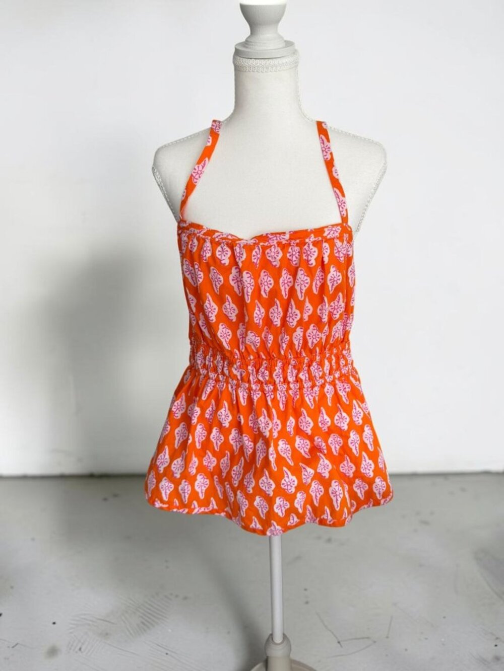 J CREW Orange Peplum Tank Top Size 14 Womens